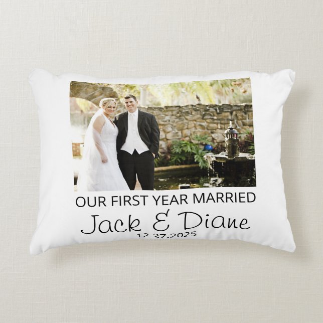 First year Married pillow - Married Photo custom  (Front)