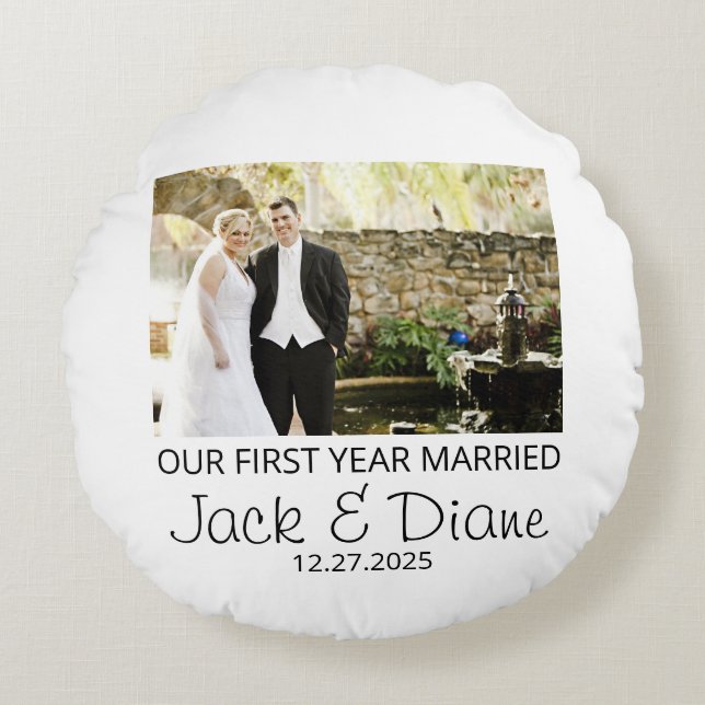 First year Married pillow - Married Photo custom  (Front)