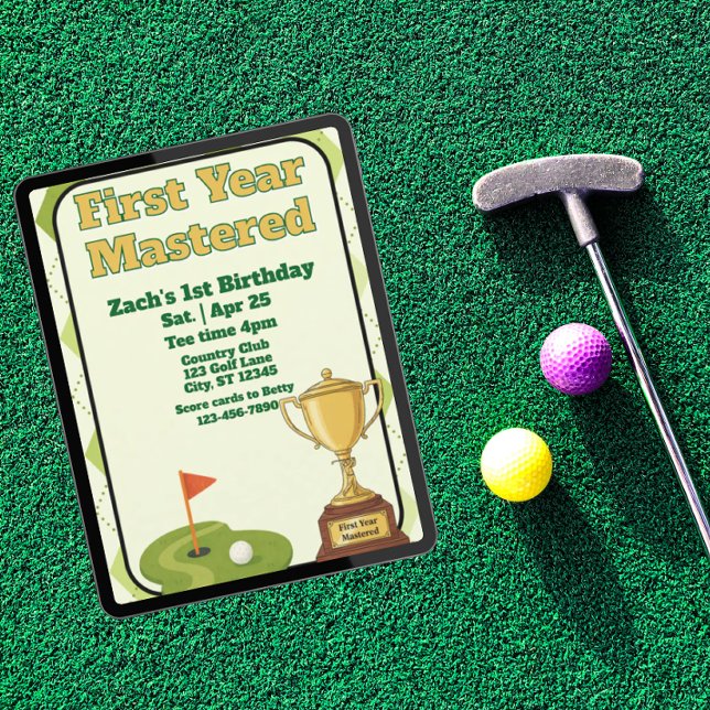 First Year Mastered, Golfing 1st Birthday Invitation (Creator Uploaded)