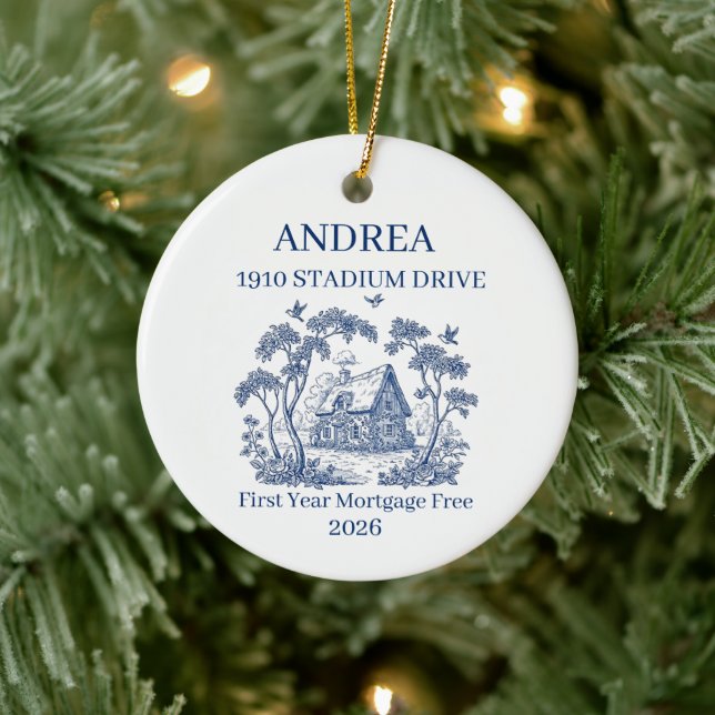 First Year Mortgage Free Custom Name Address Ceramic Tree Decoration (Tree)