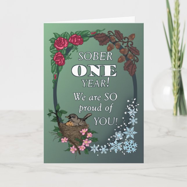 First Year Sober Anniversary Card from Group (Front)