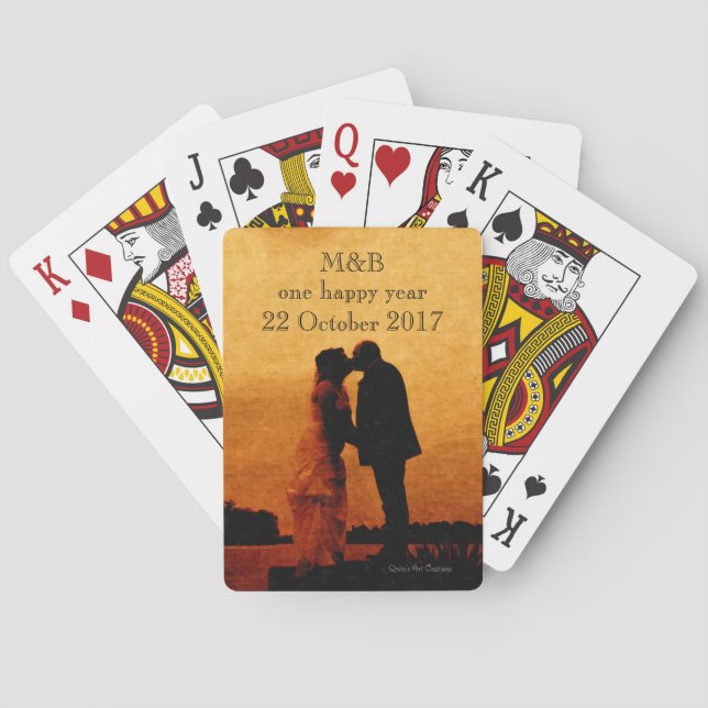 First year wedding anniversary keepsake playing cards (Back)