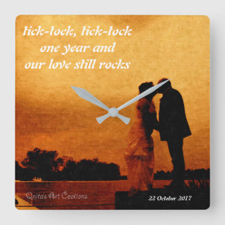 First year wedding anniversary keepsake square wall clock