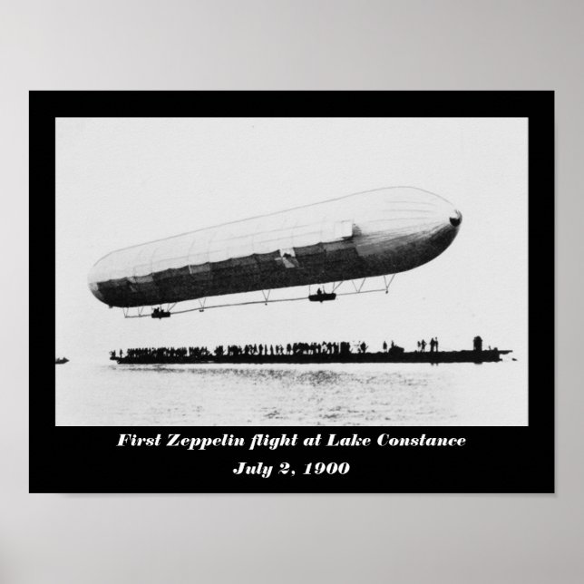 First Zeppelin flight at Lake Constance Poster (Front)
