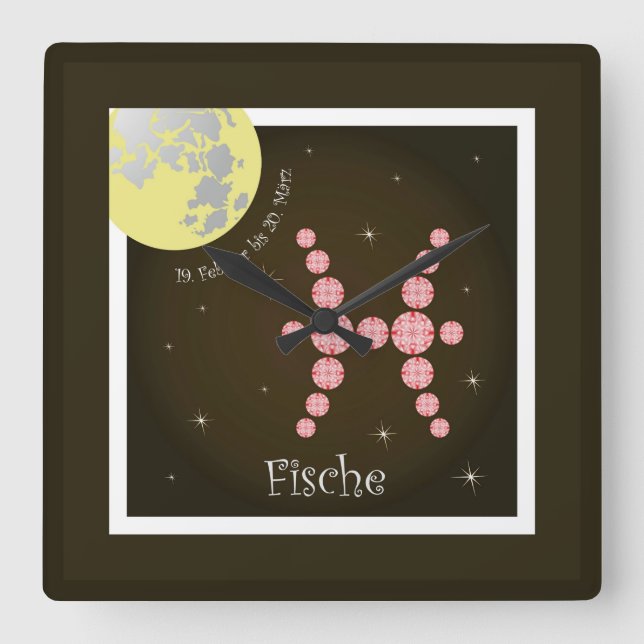 Fische 19. Februar bis 20. März Uhr Square Wall Clock (Front)