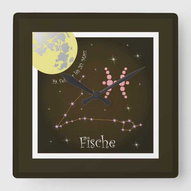 Fische 19. Februar bis März Uhr Square Wall Clock (Front)