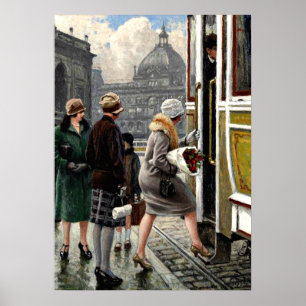 Fischer - At the Tram Stop Poster