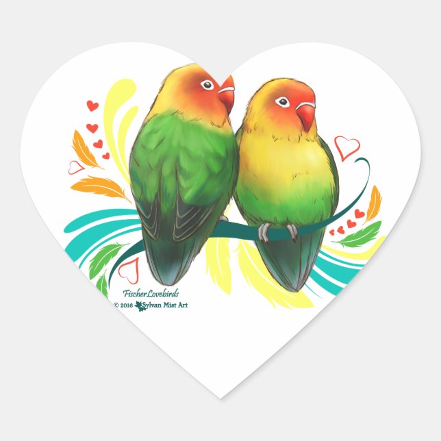 Fischer Lovebirds Heart Sticker (Front)