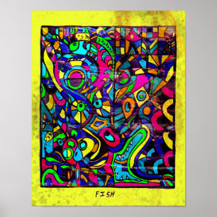 Fish Abstract Art Poster 11 x 14