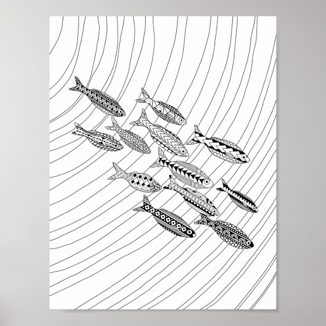 Fish Adult Coloring Poster (Front)