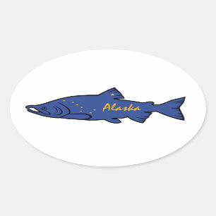 Fish Alaska Salmon Oval Sticker