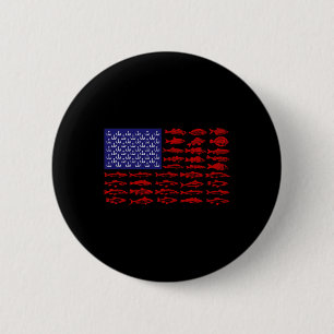 Fish American Flag Patriotic Fishing 4th Of July 6 Cm Round Badge