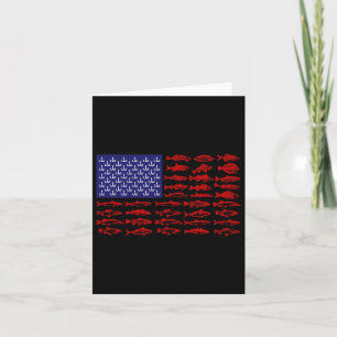 Fish American Flag Patriotic Fishing 4th Of July Card