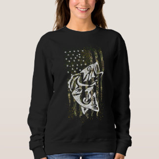 Fish American Flag Patriotic Fishing For Bass Fish Sweatshirt