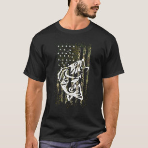 Fish American Flag Patriotic Fishing For Bass Fish T-Shirt