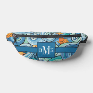 Fish Among The Waves Pattern Bum Bags