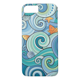 Fish Among The Waves Pattern iPhone 8/7 Case