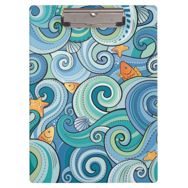 Fish Among The Waves Pattern Clipboard (Front)