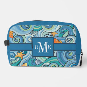Fish Among The Waves Pattern Dopp Kit