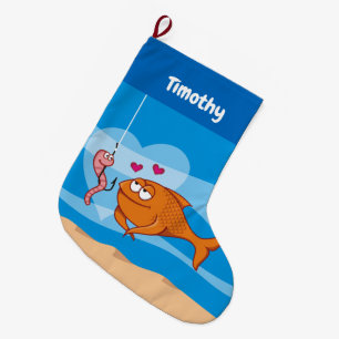Fish and Bait in Love Christmas Stocking