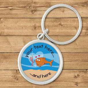 Fish and Bait in Love Key Ring