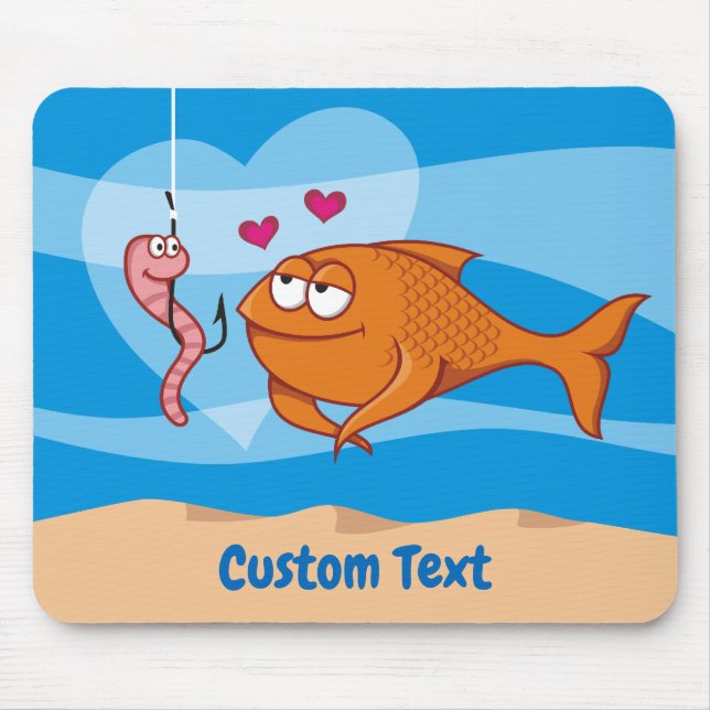 Fish and Bait in Love Mouse Mat (Front)