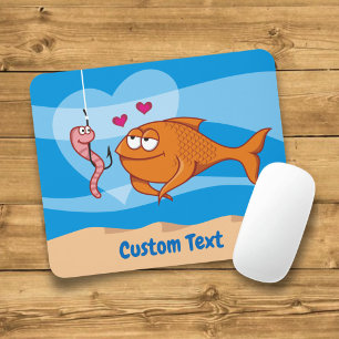 Fish and Bait in Love Mouse Mat