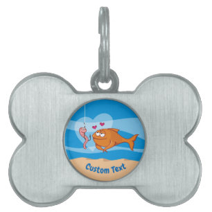 Fish and Bait in Love Pet Name Tag