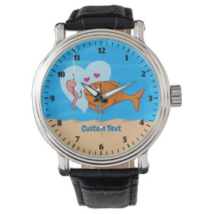 Fish and Bait in Love Wrist Watch