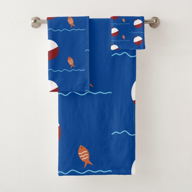 Fish and Bait Kids Bathroom Bath Towel Set (Insitu)
