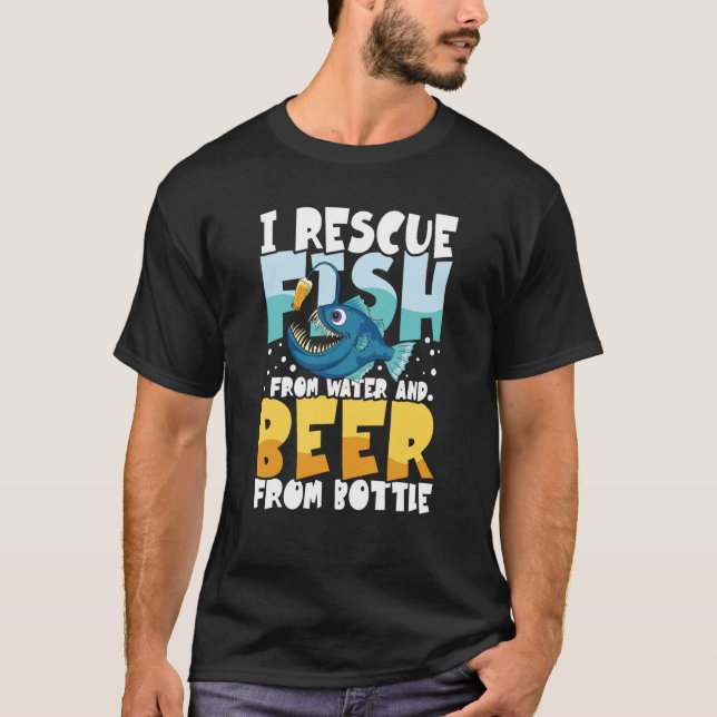 Fish and Beer Lamp Fish Party T-Shirt (Front)