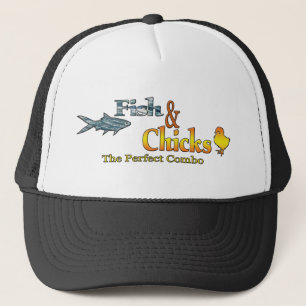 Fish and Chicks Funny Fishing Trucker Hat