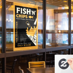 Fish And Chip Cafe Restaurant Business Window Cling