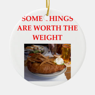 fish and chips ceramic tree decoration