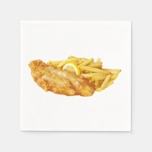 "Fish and Chips" design paper napkins