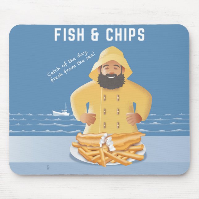 Fish and Chips Mouse Mat (Front)