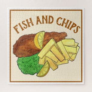 Fish and Chips Peas British Pub Chip Shop Takeaway Jigsaw Puzzle