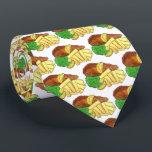 Fish and Chips Peas British Pub Chip Shop Takeaway Tie<br><div class="desc">Design features an original marker illustration of traditional British fish and chips, consisting of battered cod served with chips, mushy peas, and a wedge of lemon. A staple of UK pub cuisine. Ideal for your favourite foodie. This fish and chips design is also available on other products. Lots of additional...</div>