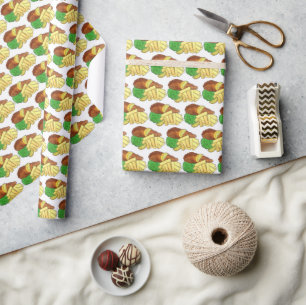 Fish and Chips Peas British Pub Restaurant Food Wrapping Paper