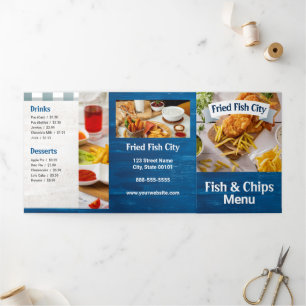 Fish and Chips Restaurant Dining or Takeout Menu