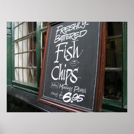 Fish and chips sign posters | Zazzle