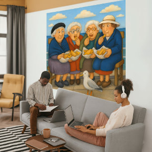 Fish And Chips Wrapped Canvas Art Print