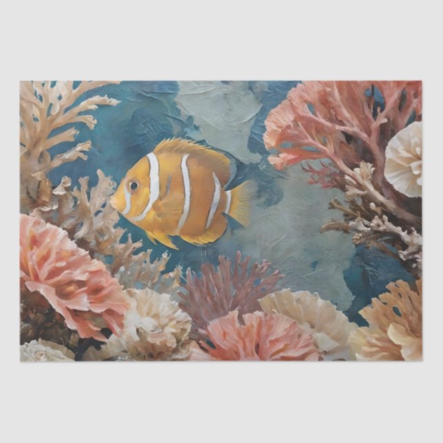 Fish and Coral Acrylic Painting  Tissue Paper (Front)