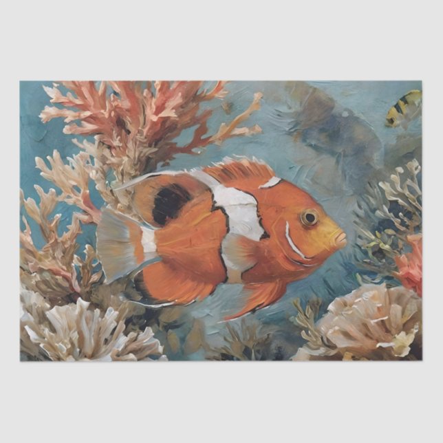 Fish and Coral Acrylic Painting  Tissue Paper (Front)