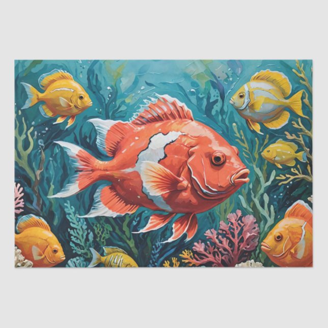 Fish and Coral Acrylic Painting  Tissue Paper (Front)