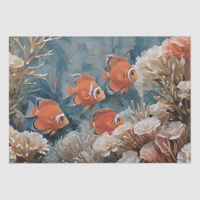 Fish and Coral Acrylic Painting  Tissue Paper (Front)