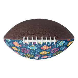 Fish and coral nautical blue american football