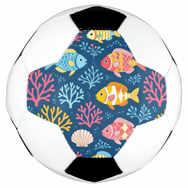 Fish and coral nautical blue football (Front)