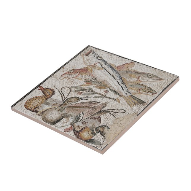 Fish and ducks - Roman mosaic Tile (Side)