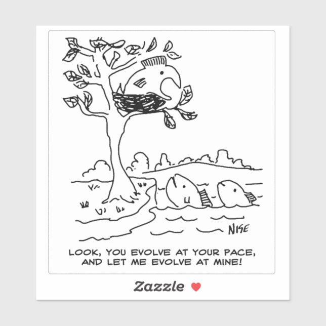 Fish and Evolution Darwin Theory Cartoon. (Sheet)